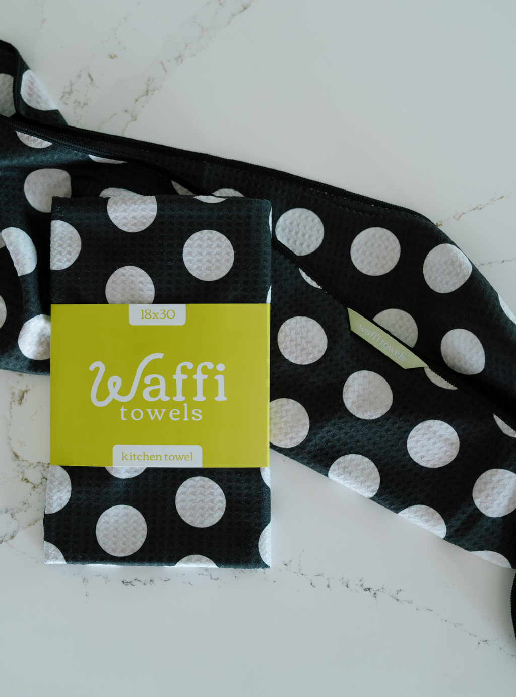 Black and White Polka Dot Waffi Towel