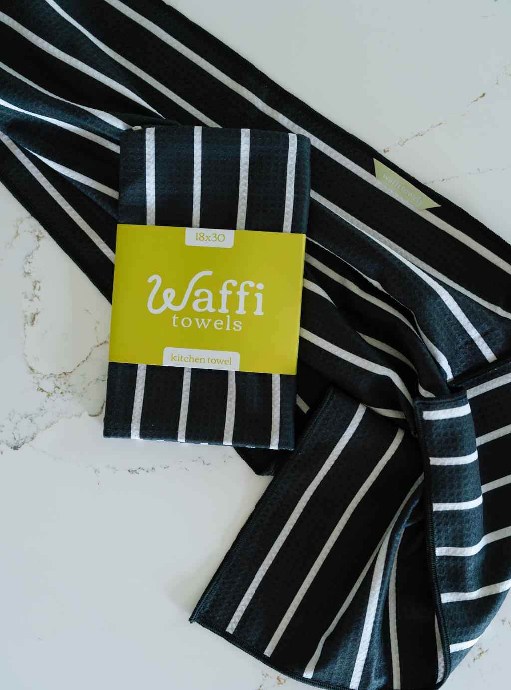 Black and White Stripe Waffi Towel