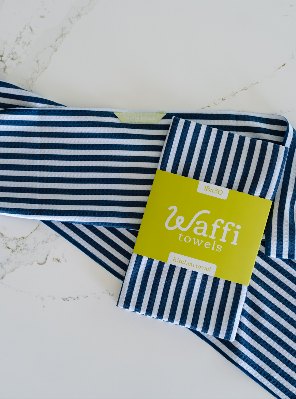Navy Stripe Waffi Towel