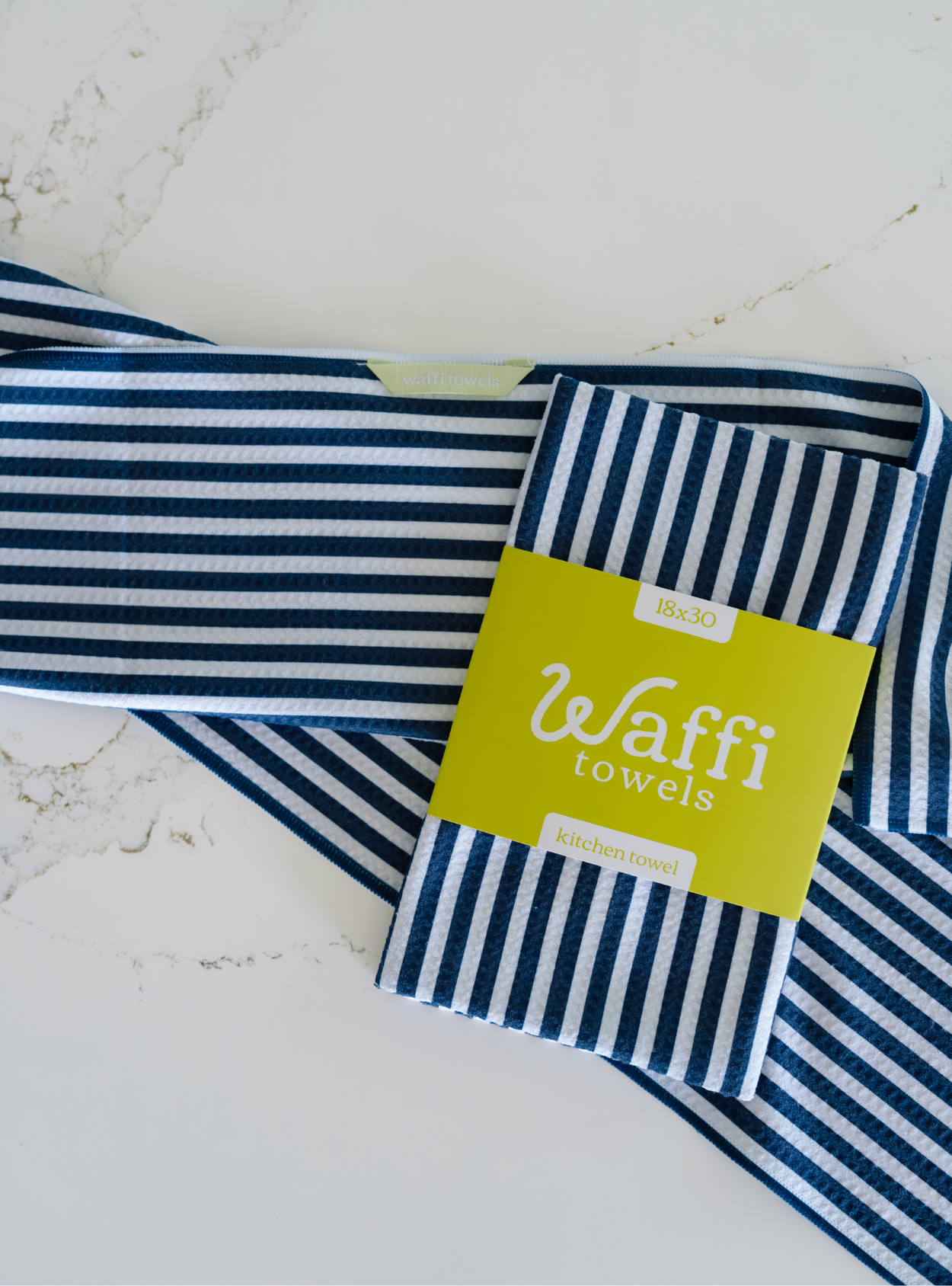 Navy Stripe Waffi Towel